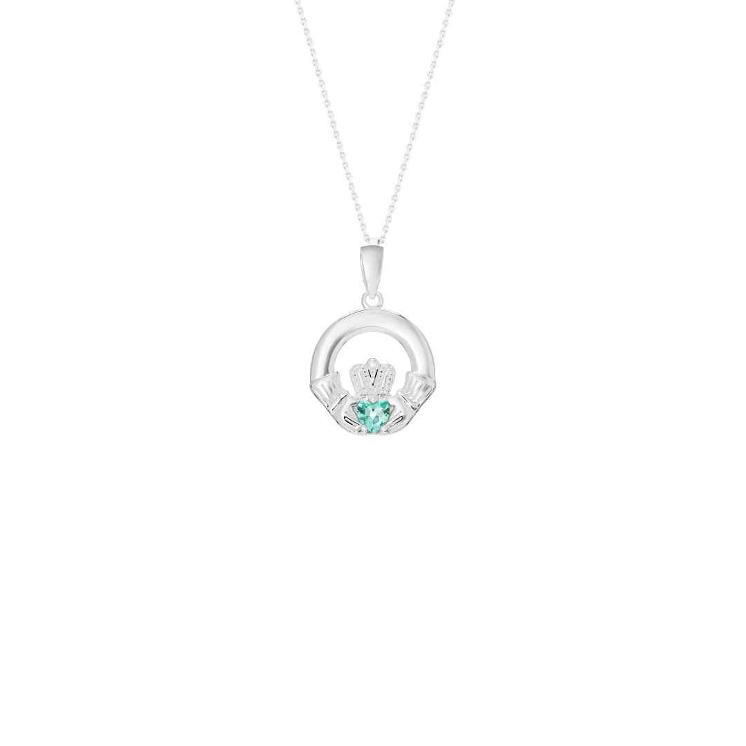 Sterling Silver December Birthstone Claddagh Pendant