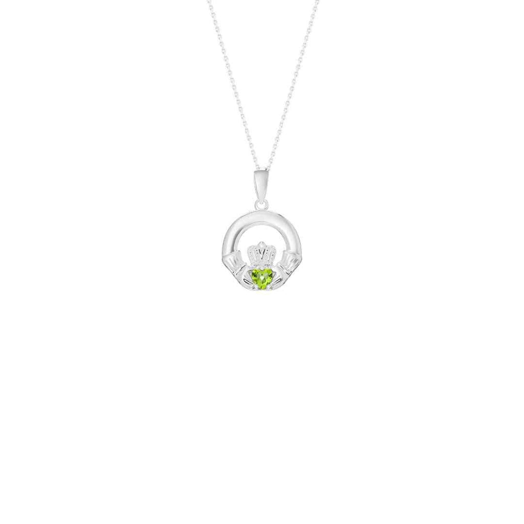 Sterling Silver August Birthstone Claddagh Pendant