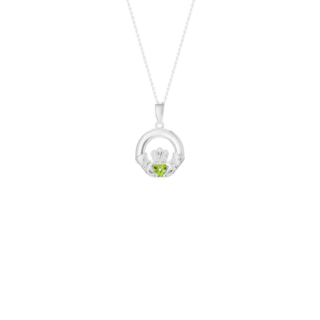 Sterling Silver August Birthstone Claddagh Pendant