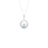 Sterling Silver March Birthstone Claddagh Pendant