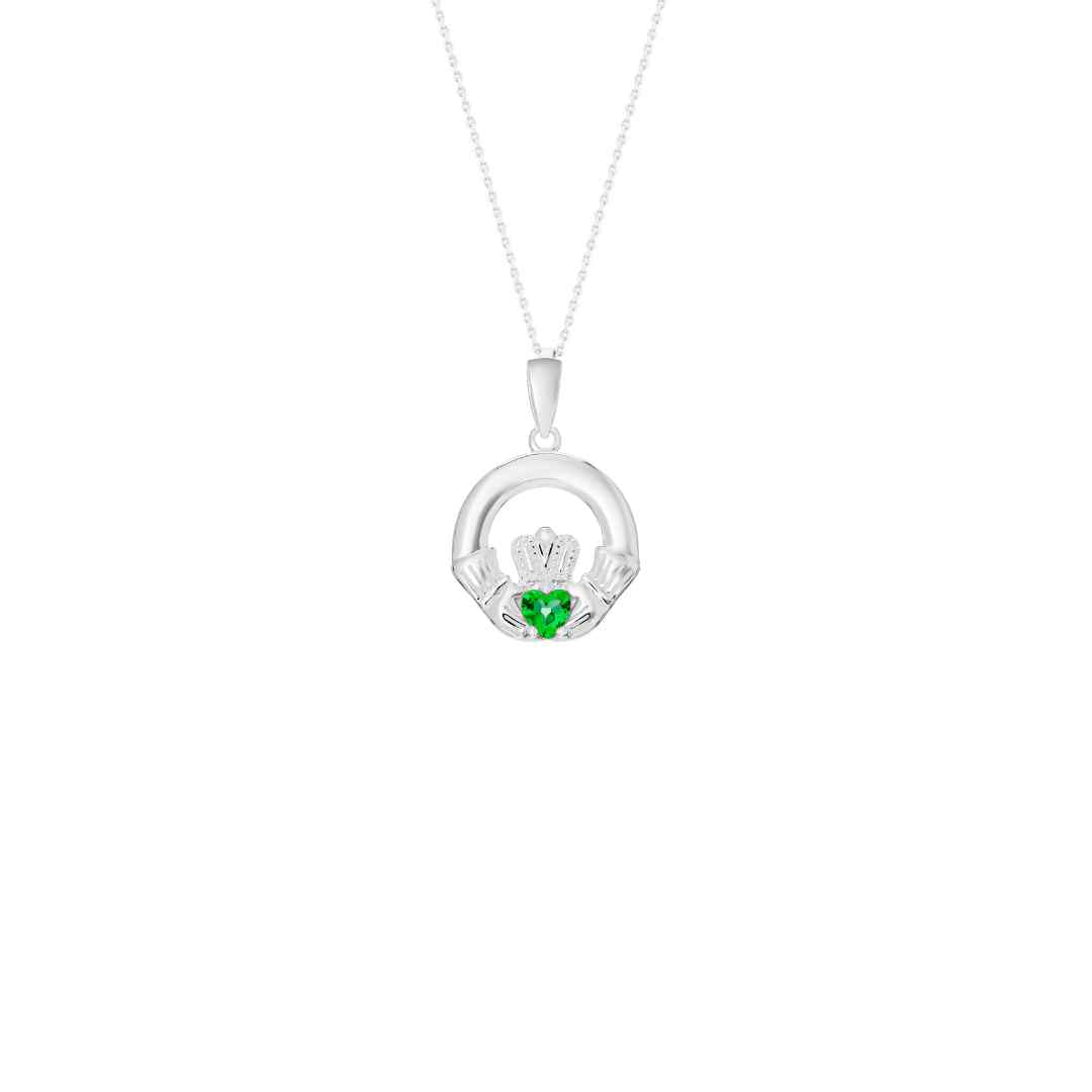 Sterling Silver May Birthstone Claddagh Pendant