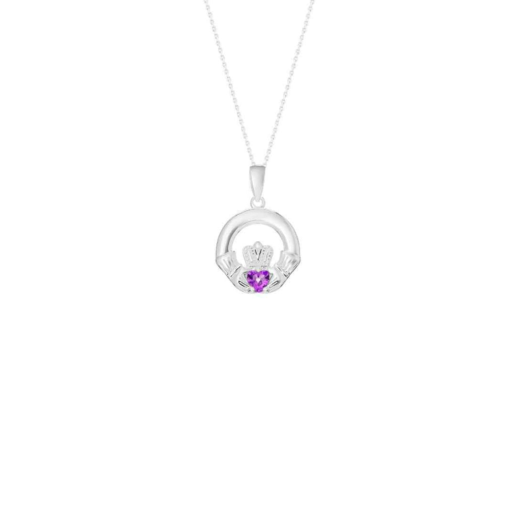 Sterling Silver June Birthstone Claddagh Pendant