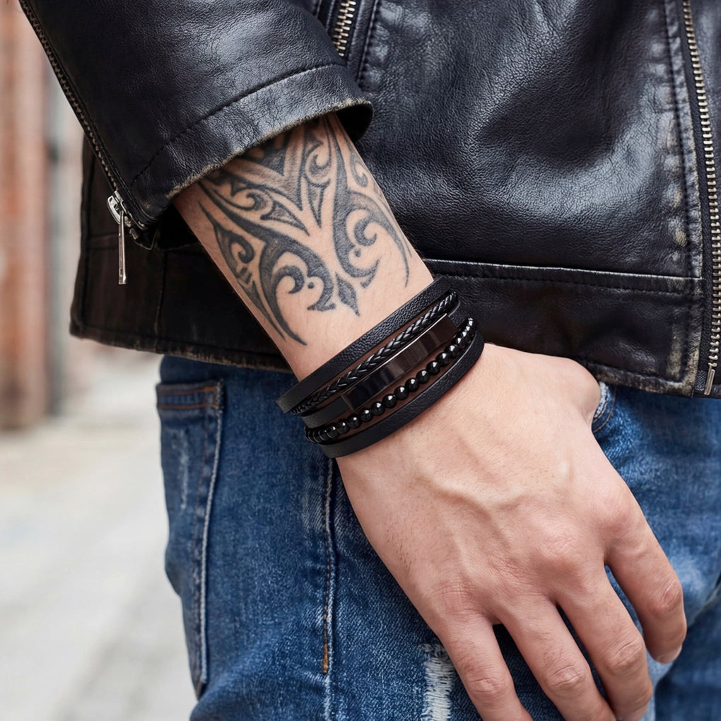 Lotus Men’s Multi‑Strand Bracelet