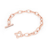 T-Bar Leaf Link Bracelet - Rose Gold