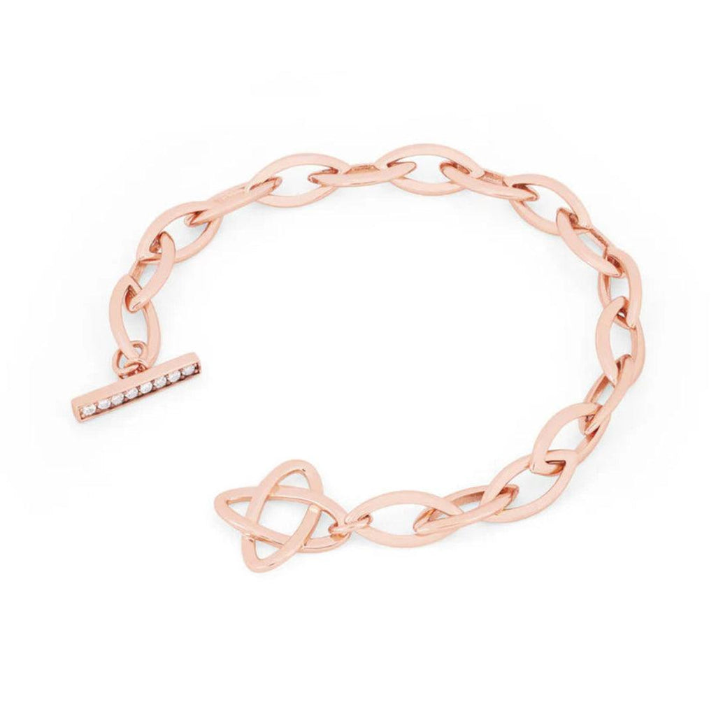 T-Bar Leaf Link Bracelet - Rose Gold
