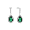 Maureen O’Hara Emerald Teardrop Halo Drop Earrings – Silver