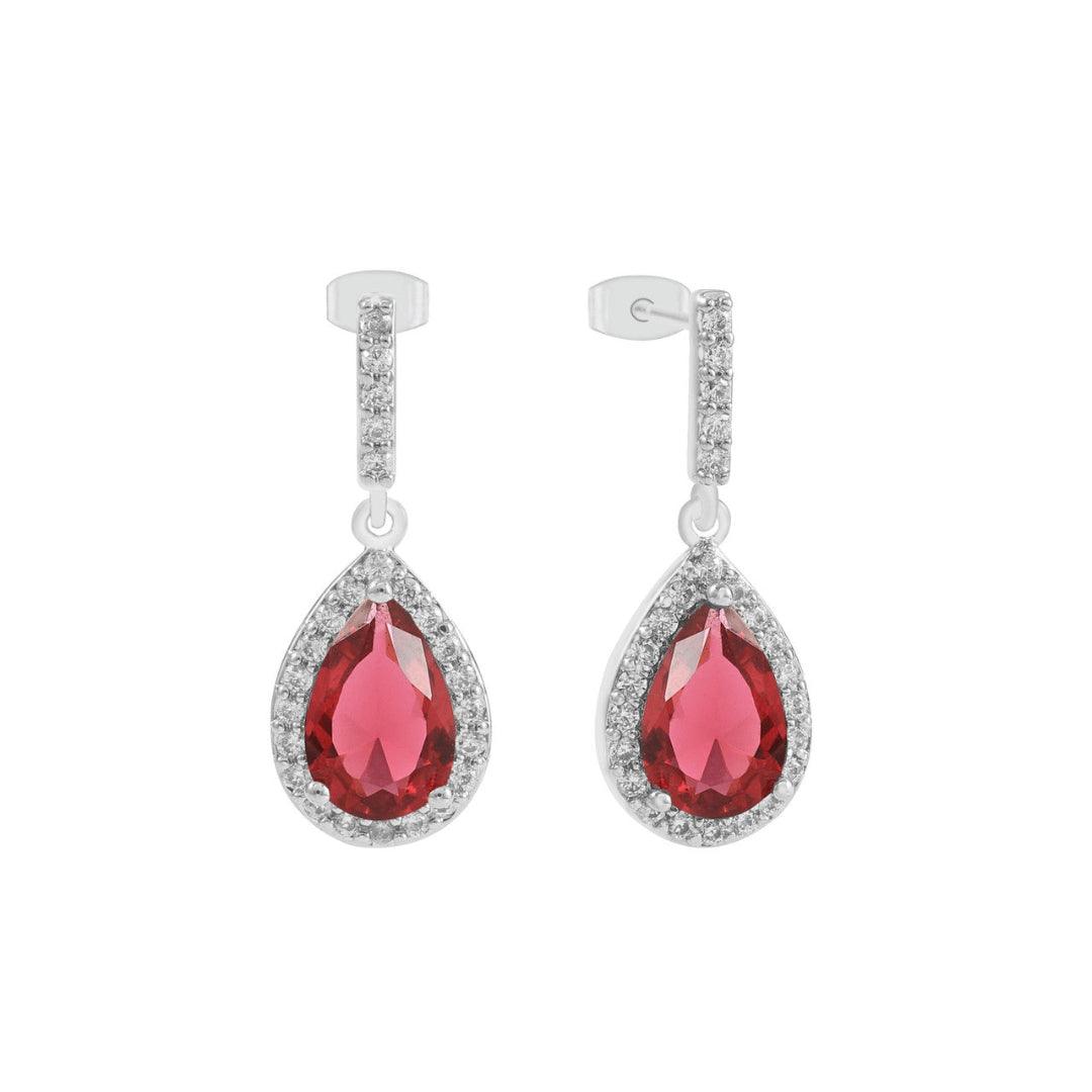 Maureen O’Hara Ruby Teardrop Halo Drop Earrings – Silver