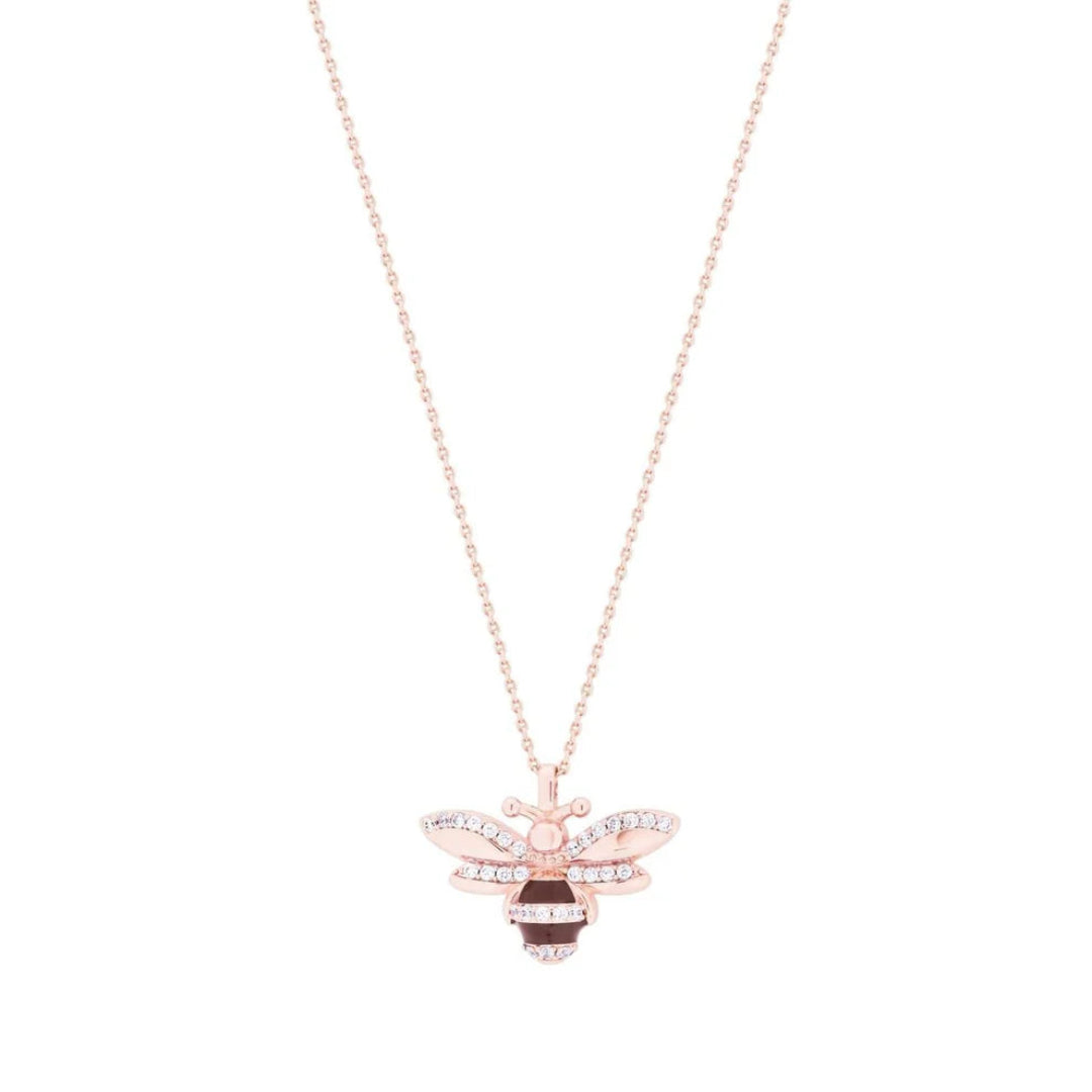 Bee Pendant with Crystal Detailing – Rose Gold