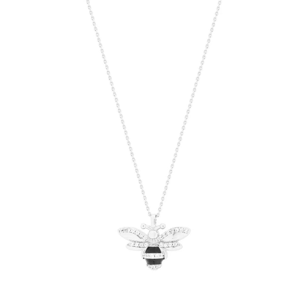 Bee Pendant with Crystal Detailing – Silver