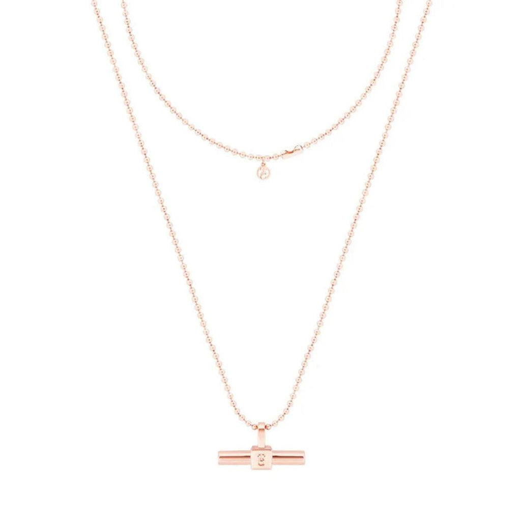 T-Bar Layered Pendant Necklace - Rose Gold