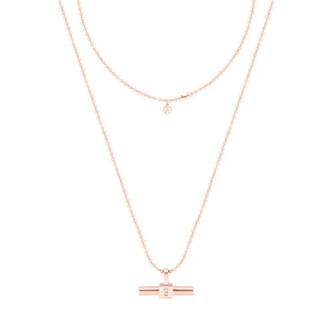 T-Bar Layered Pendant Necklace - Rose Gold