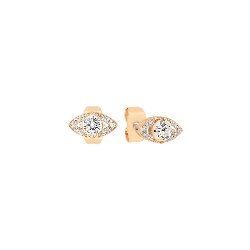 Evil Eye CZ Stud Earrings - Gold