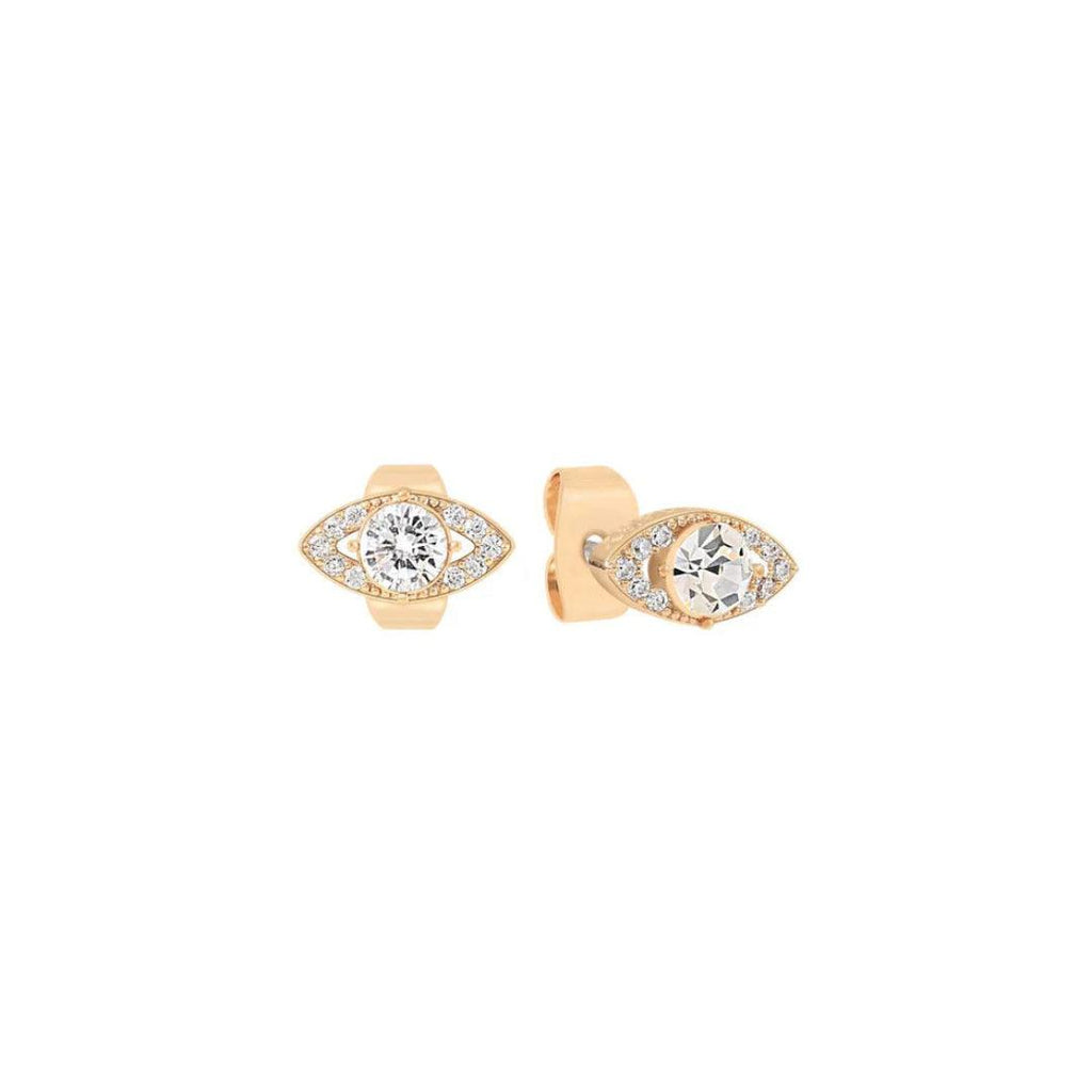 Evil Eye Stud Earrings Clear CZ - Gold