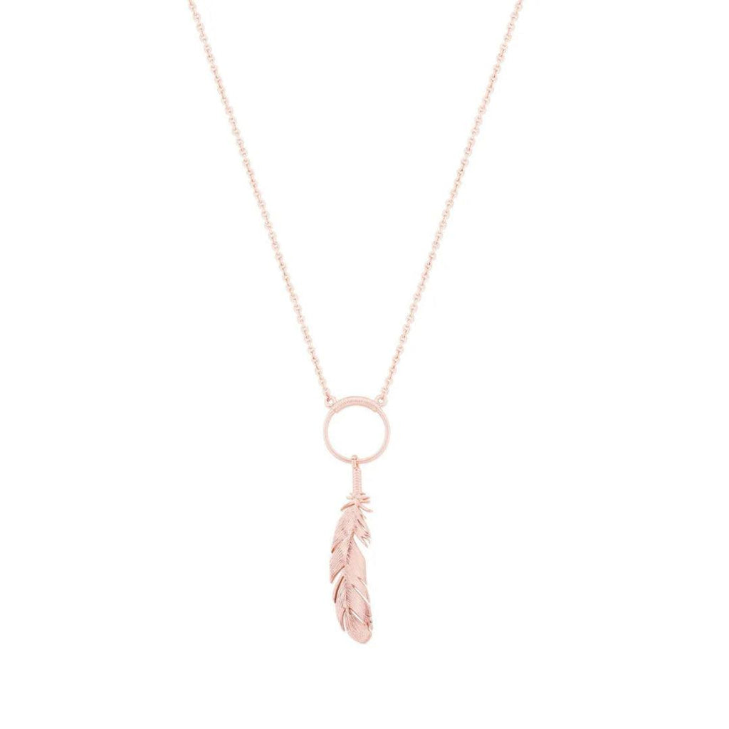 Feather Circle Pendant – Rose Gold