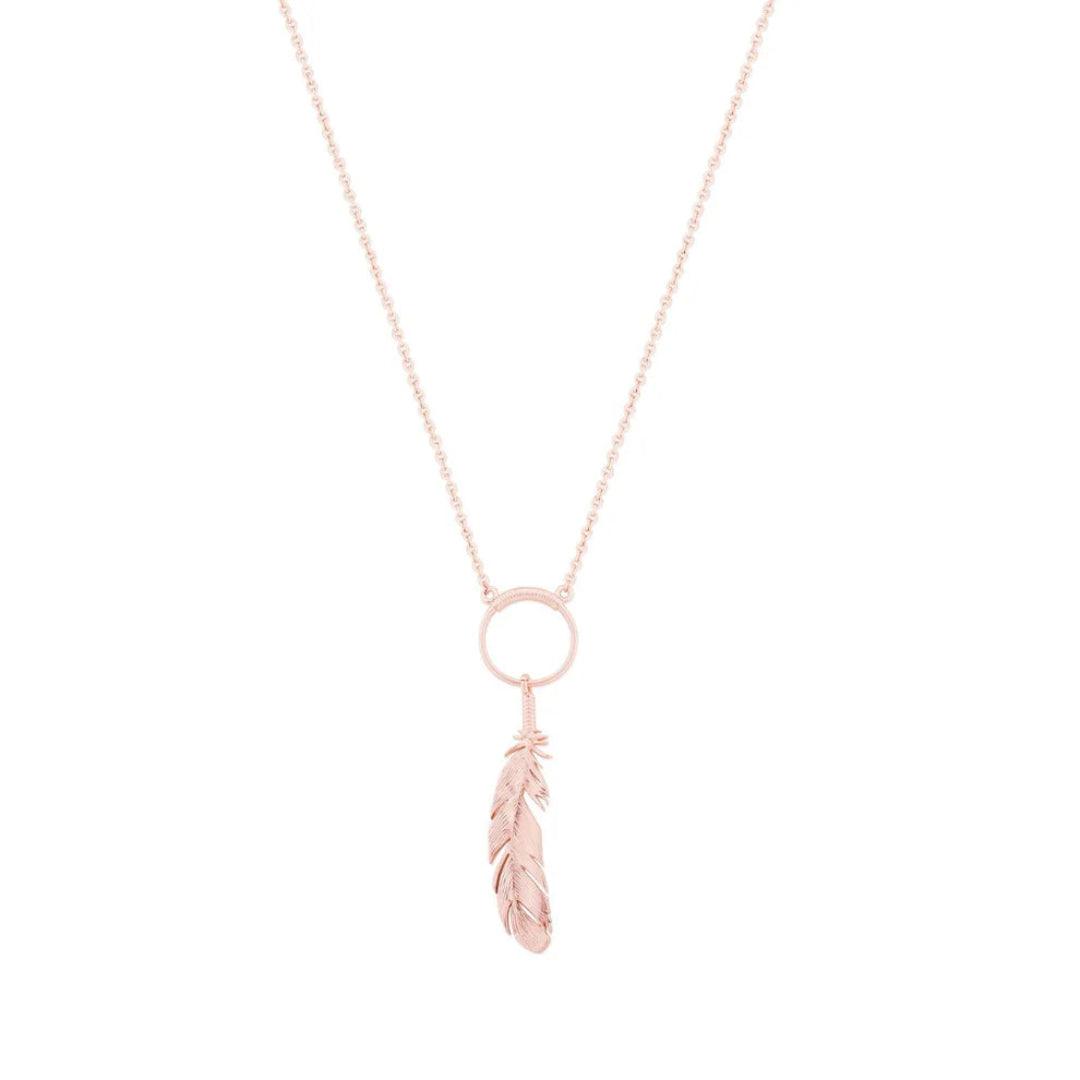 Feather Circle Pendant – Rose Gold