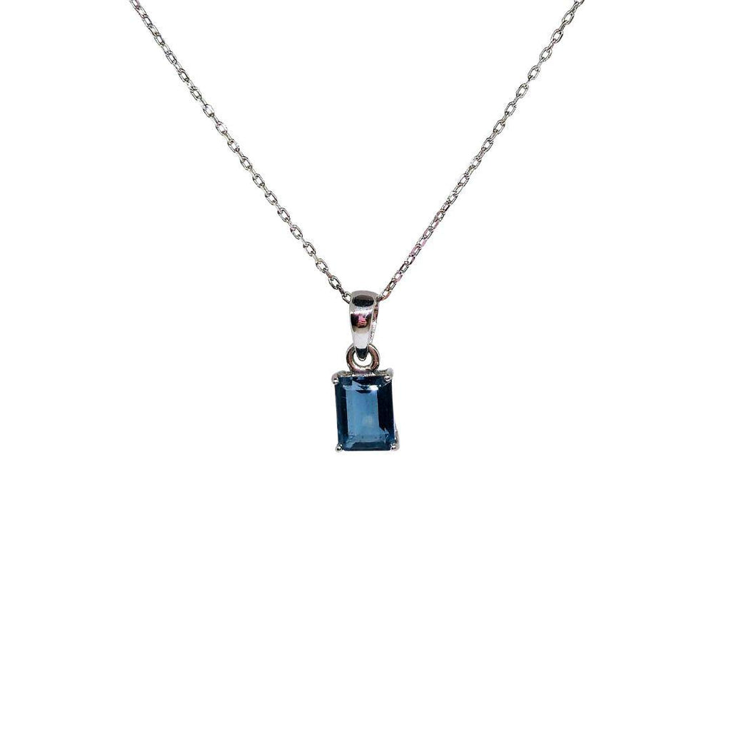 Blue Mirage Sterling Silver Necklace – Emerald-Cut CZ Drop