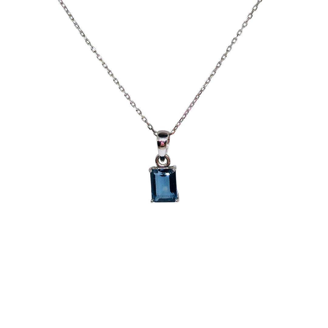 Blue Mirage Sterling Silver Necklace – Emerald-Cut CZ Drop