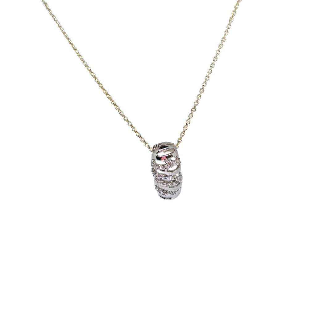 Luna Swirl Sterling Silver Necklace – CZ Ribbon Pendant