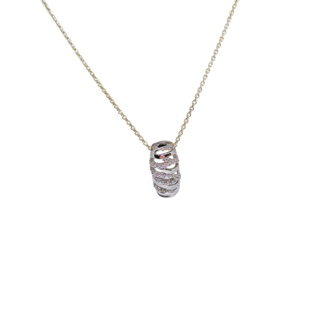 Luna Swirl Sterling Silver Necklace – CZ Ribbon Pendant