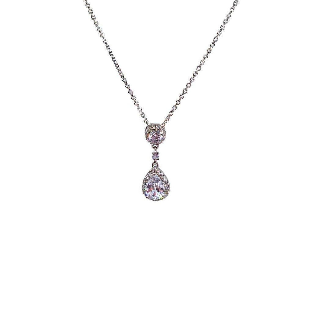 Celestial Drops Sterling Silver Necklace – Double Halo CZ Elegance